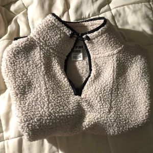 pink sherpa quarter zip